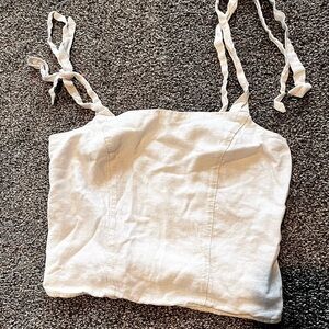 White Linen Women's Tie strap tank top